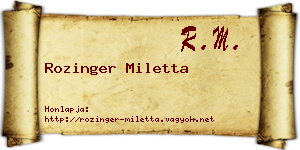 Rozinger Miletta névjegykártya